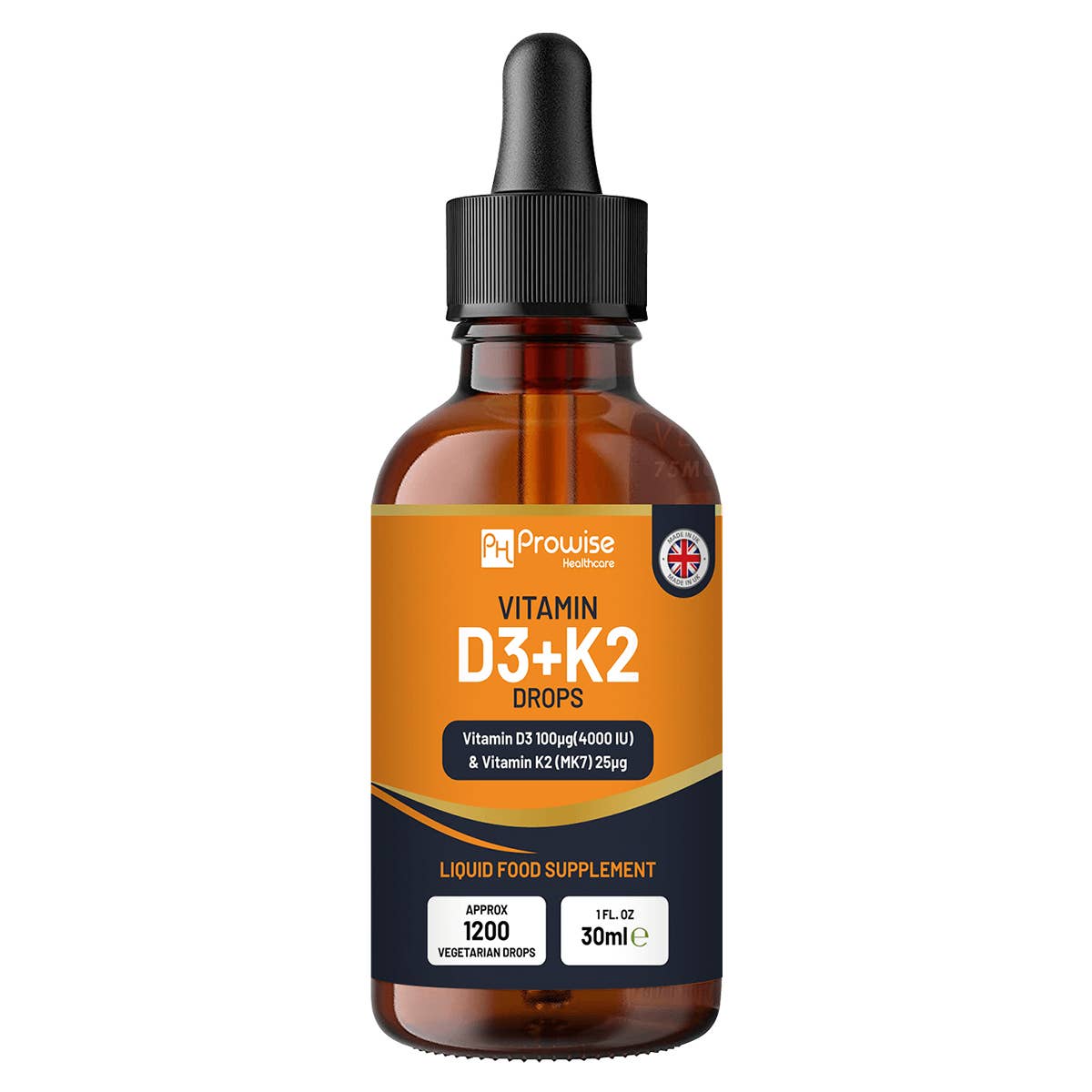 Vitamin D3 4000iu + K2 MK7 25µg I Orange Liquid Drops I High strength