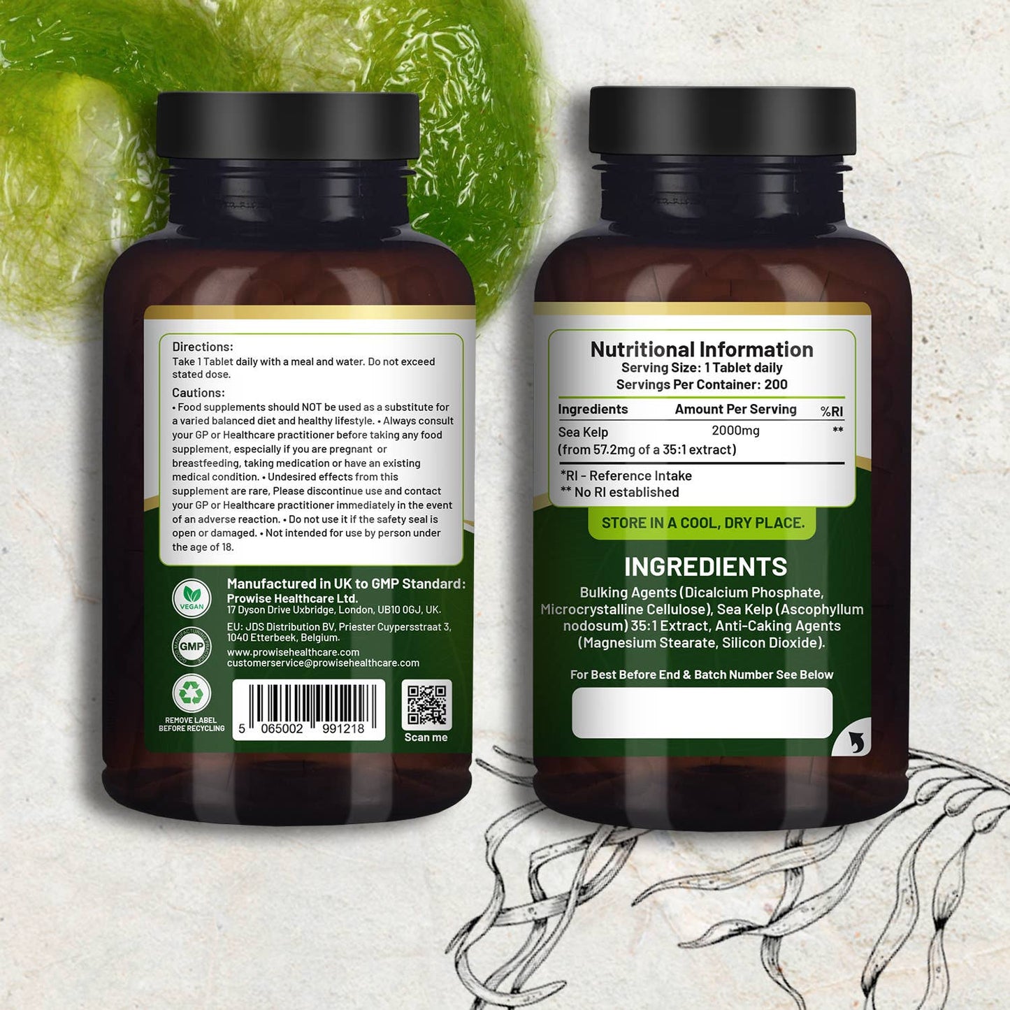 Sea Kelp 2000mg 200 Vegan Tablets | Natural Source of Iodine