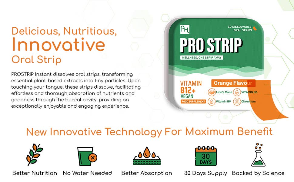 PROSTRIP®️ Vitamin B12+ 1500mcg 30 Oral Vegan Strips