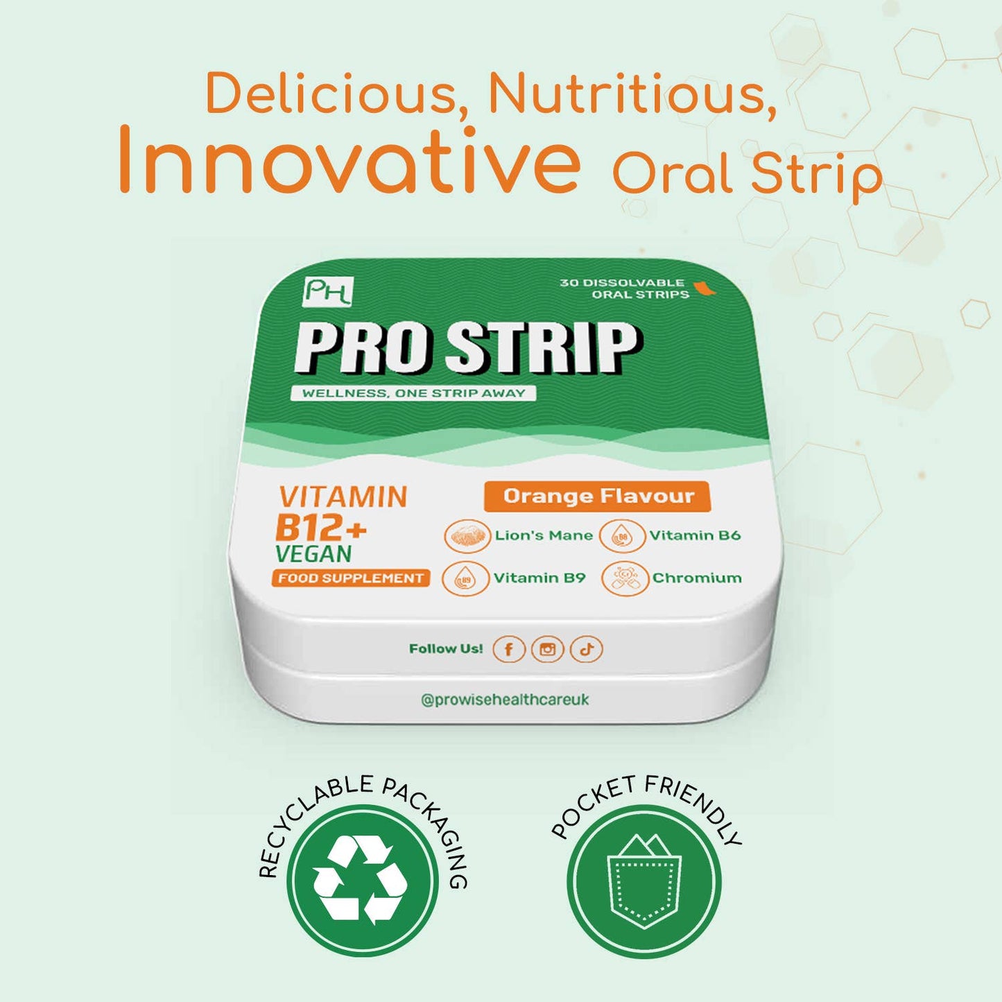 PROSTRIP®️ Vitamin B12+ 1500mcg 30 Oral Vegan Strips