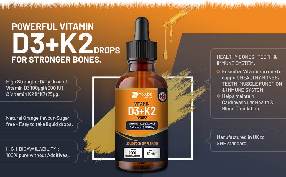 Vitamin D3 4000iu + K2 MK7 25µg I Orange Liquid Drops I High strength