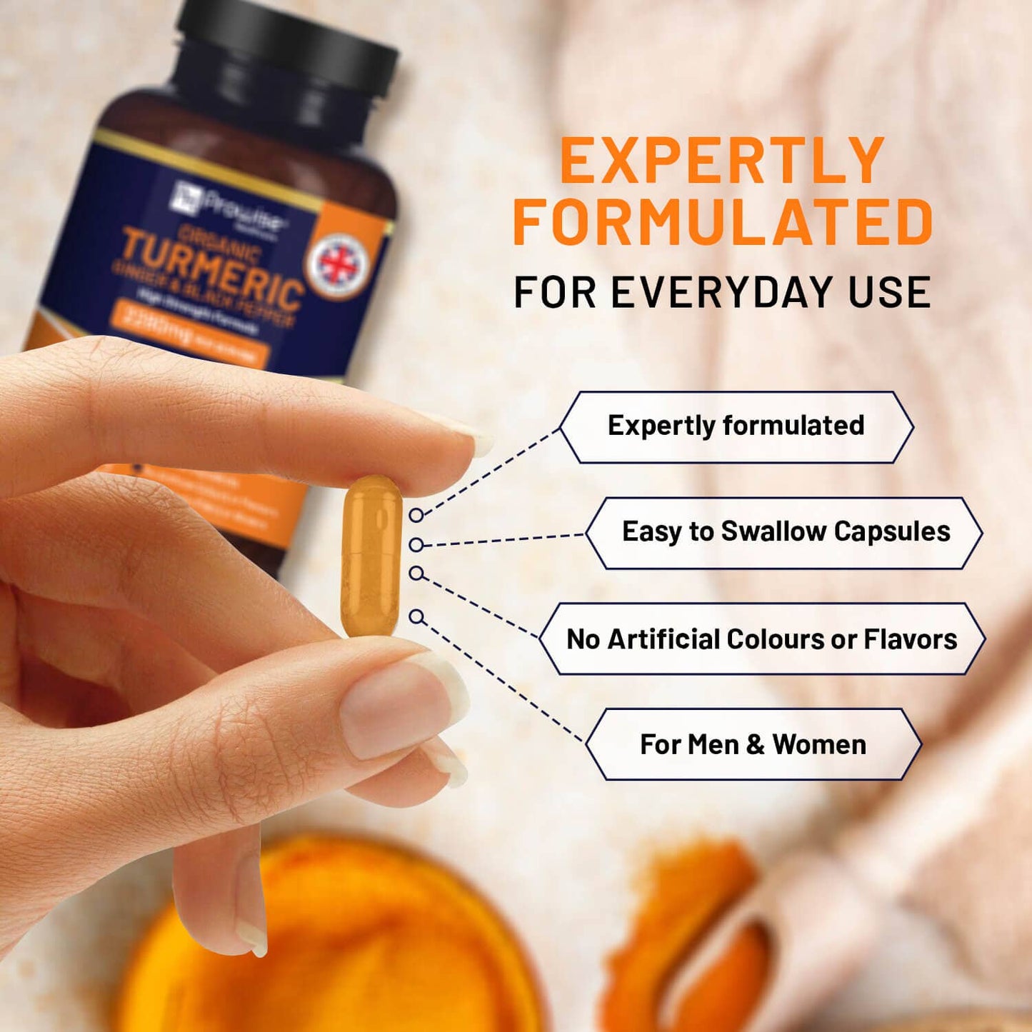 Organic Turmeric 2280mg (High Strength) with Black Pepper