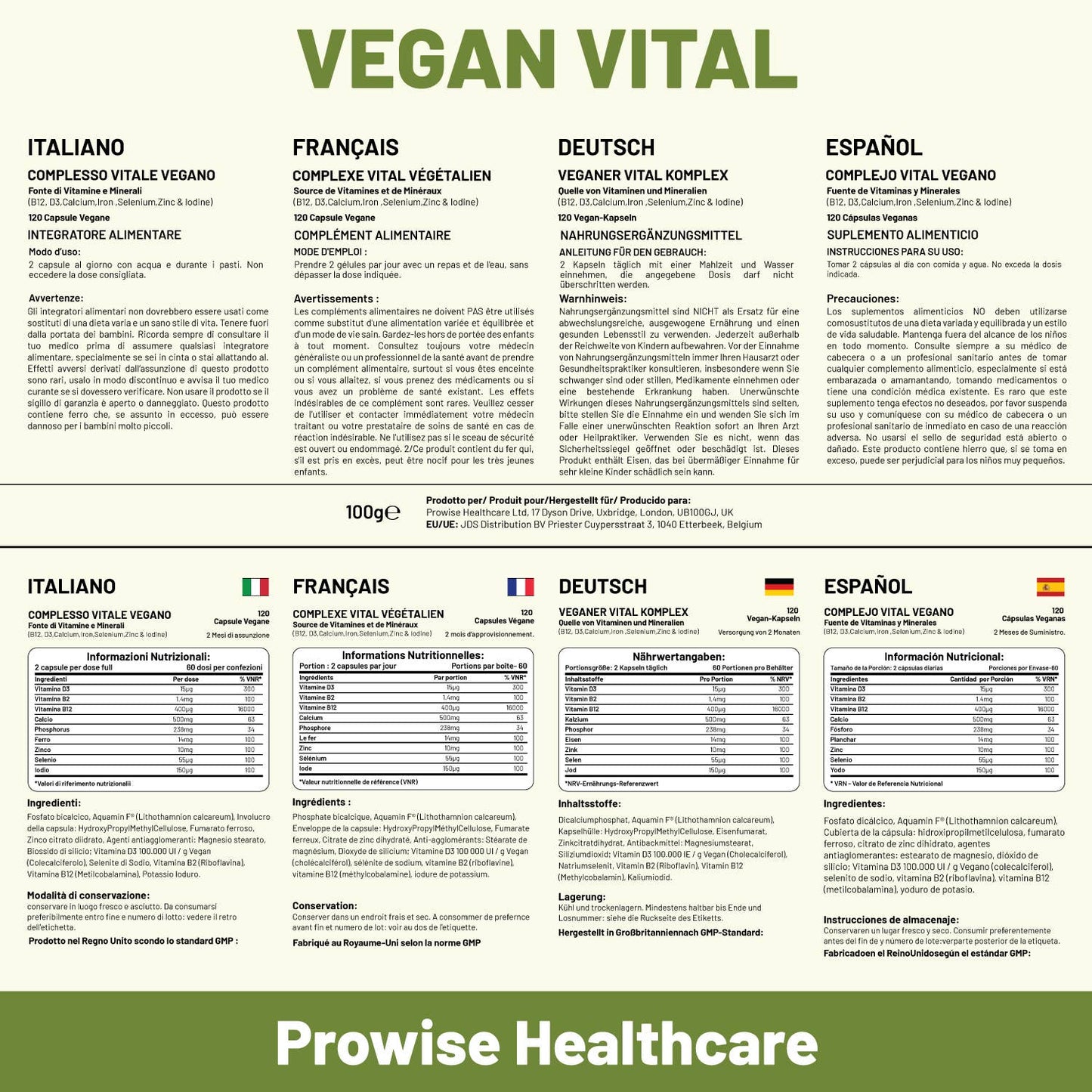 Vegan Vital Multivitamins 120 Capsule - Prowise Healthcare
