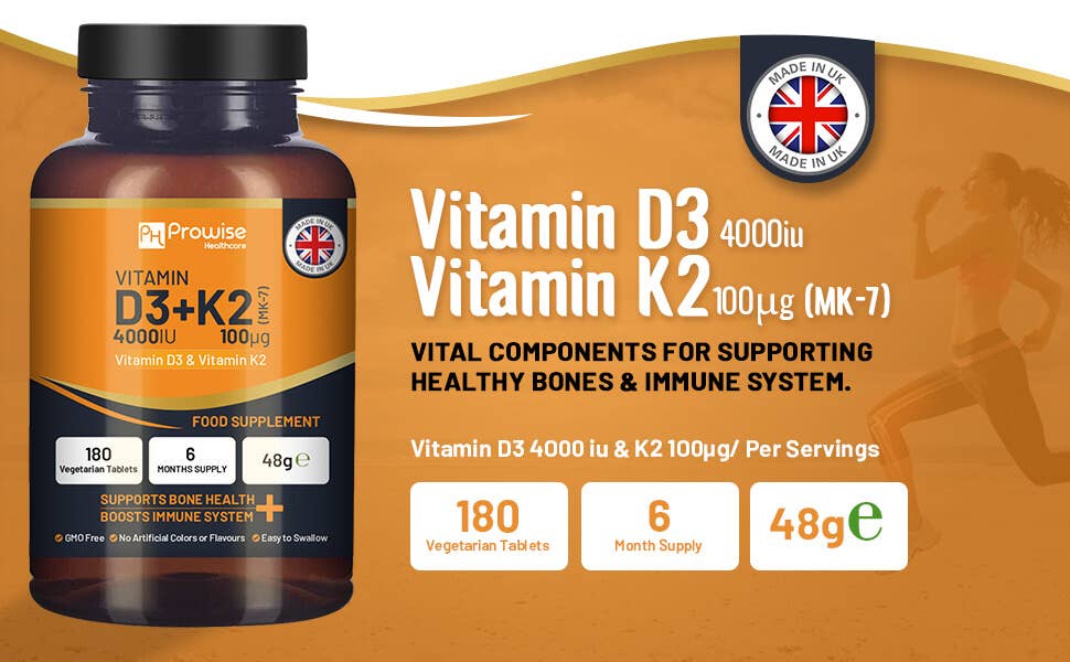 Vitamin D3 4000IU & K2 MK7 100μg Vegetarian Tablets I 180 capsules