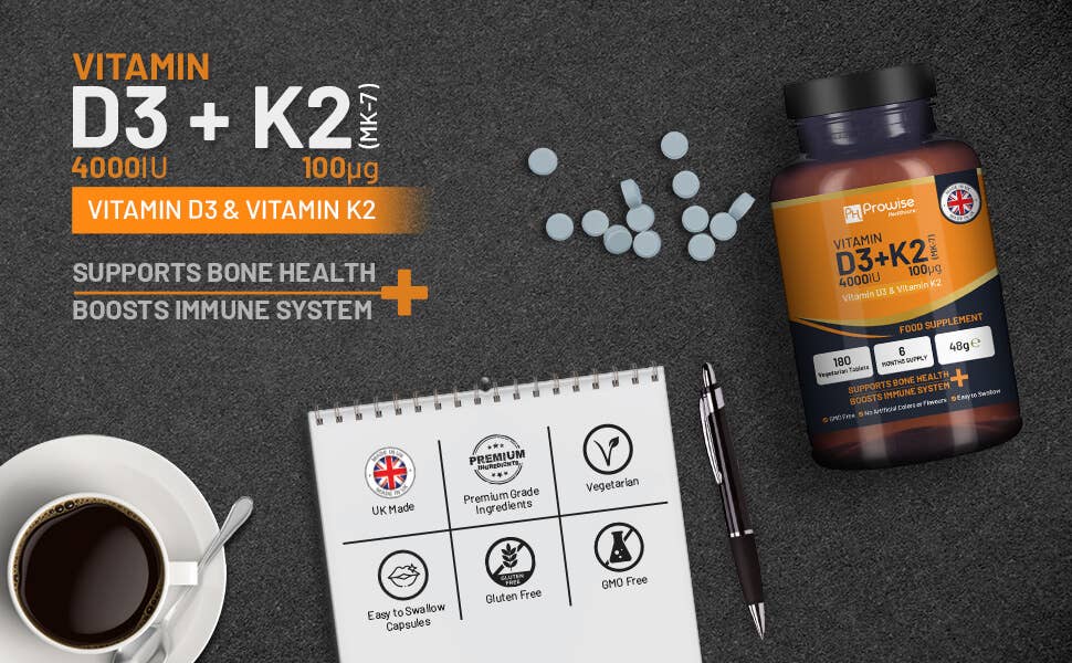 Vitamin D3 4000IU & K2 MK7 100μg Vegetarian Tablets I 180 capsules