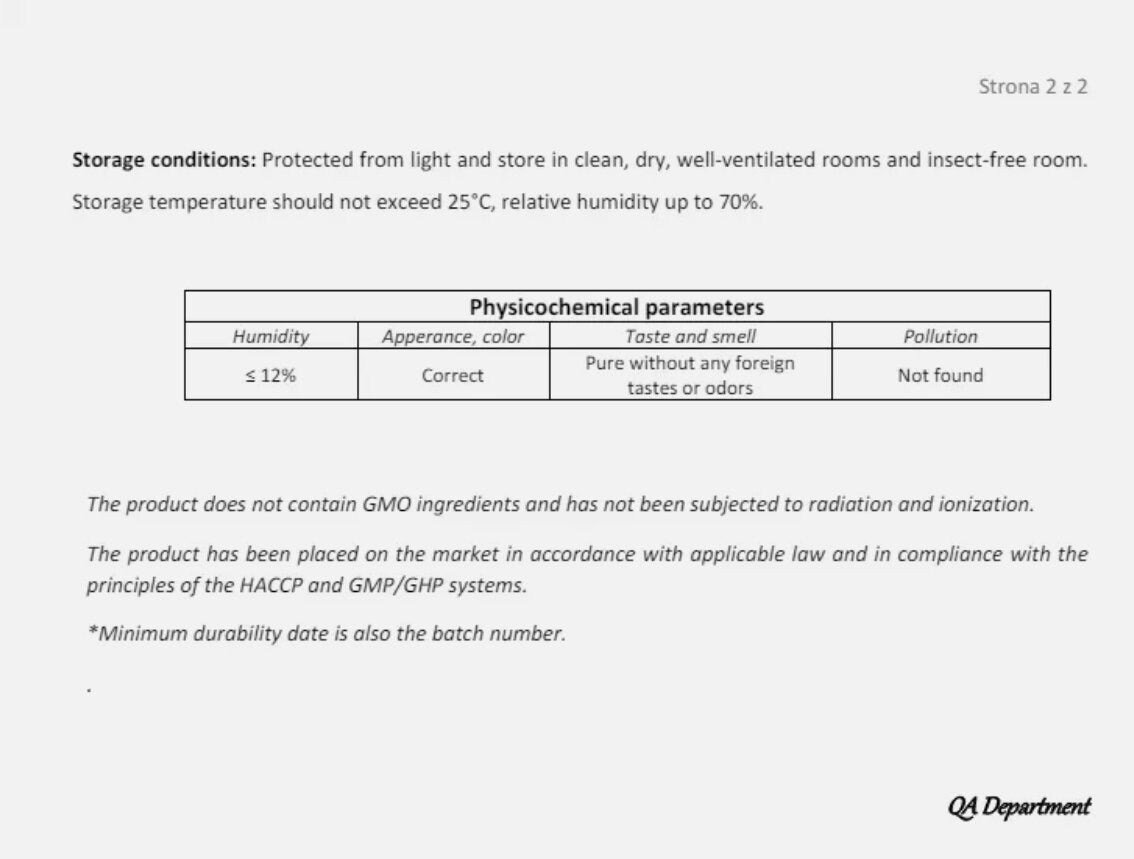 certificate of analysis for cassia cinnamon bark pt2