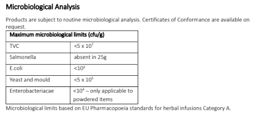 Organic german chamomile Product specification pt2