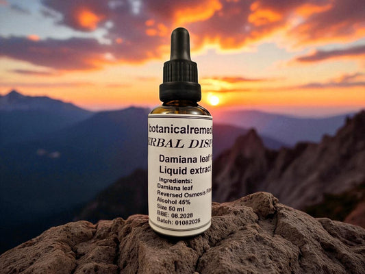 Dropper Bottle of 'botanical remedies' Damiana Leaf Liquid Extract, an herbal remedy