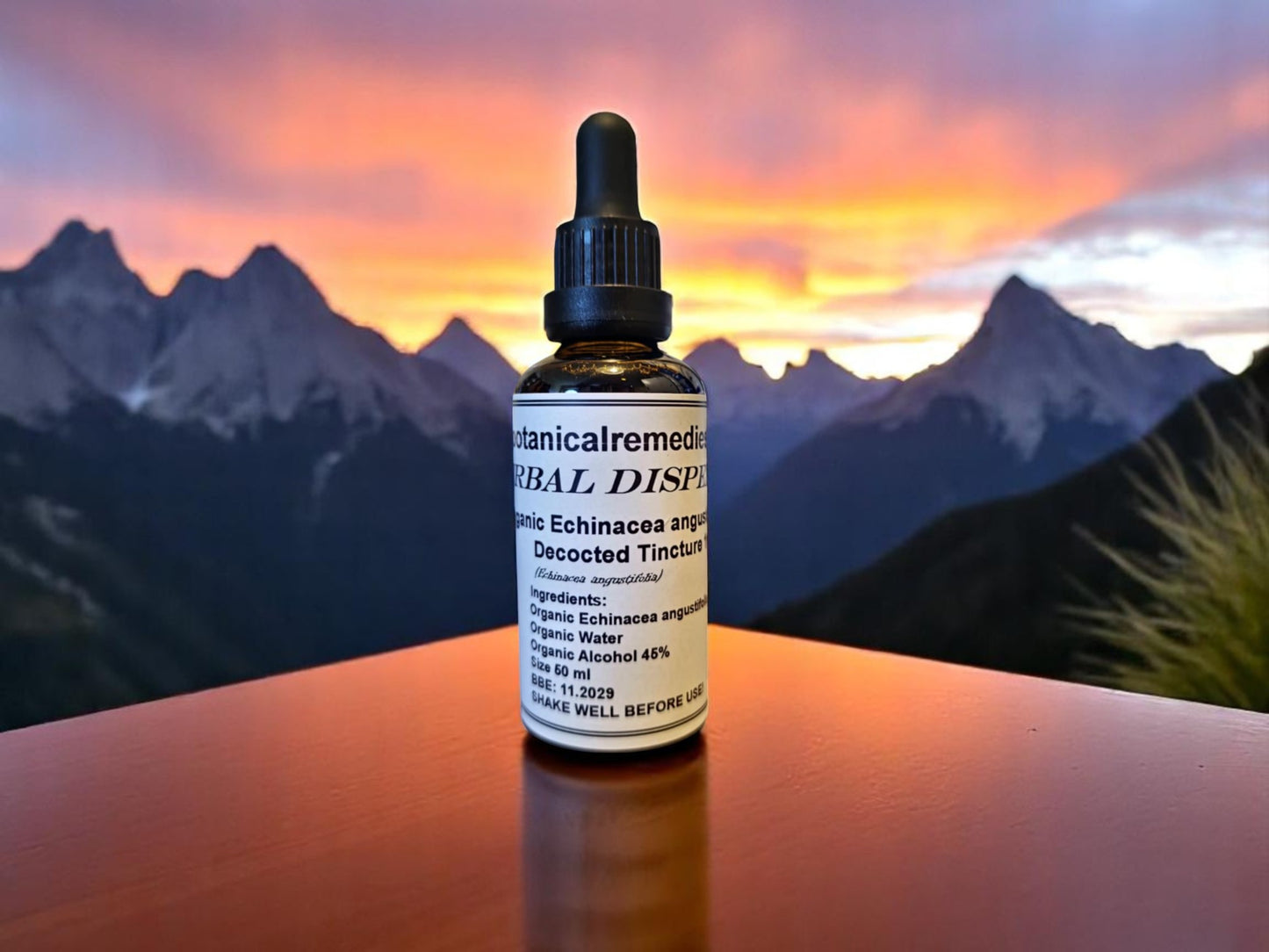 Bottle with Echinacea angustifolia Organic tincture, an Herbal Remedy