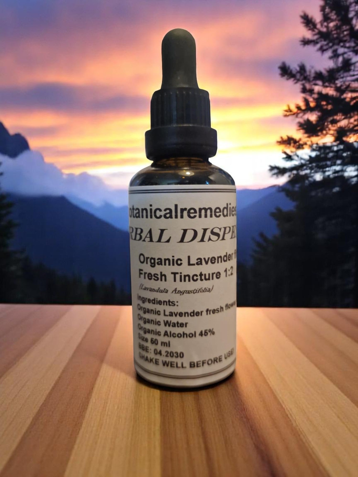 Bottle with Organic Lavender Tincture, an herbal remedy