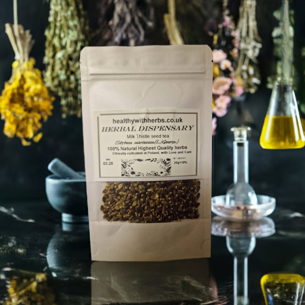 Package with Milk Thistle seeds, an herbal remedy