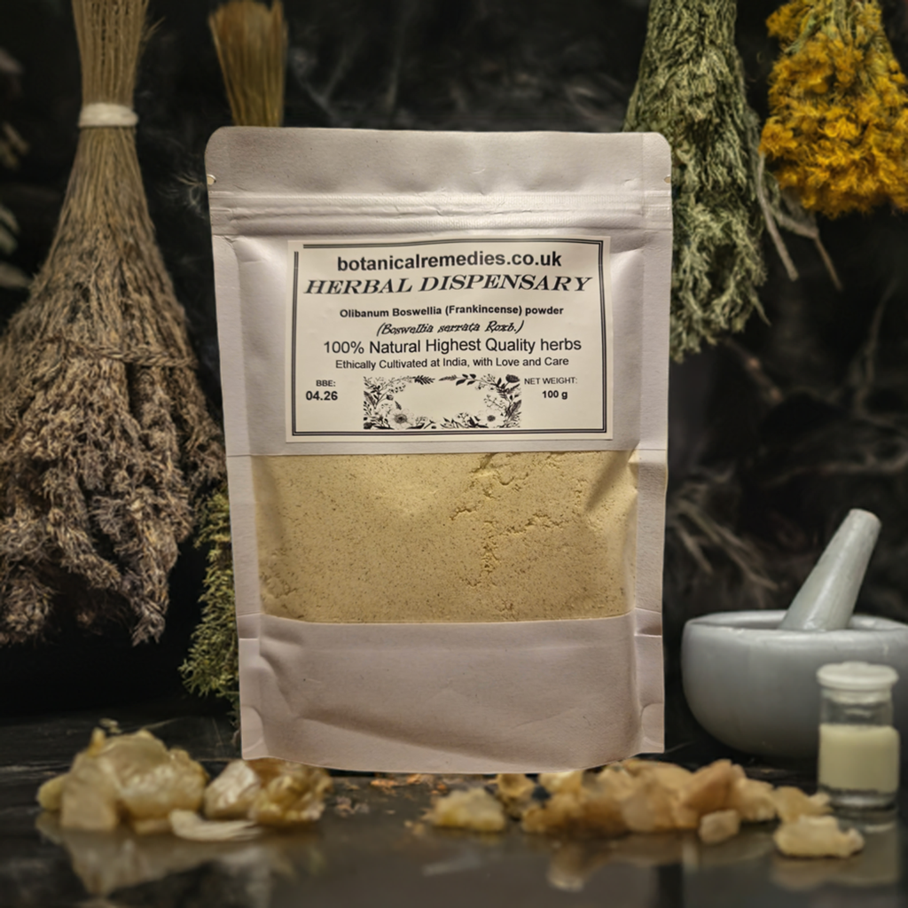 Package with Olibanum resin powder, an herbal remedy