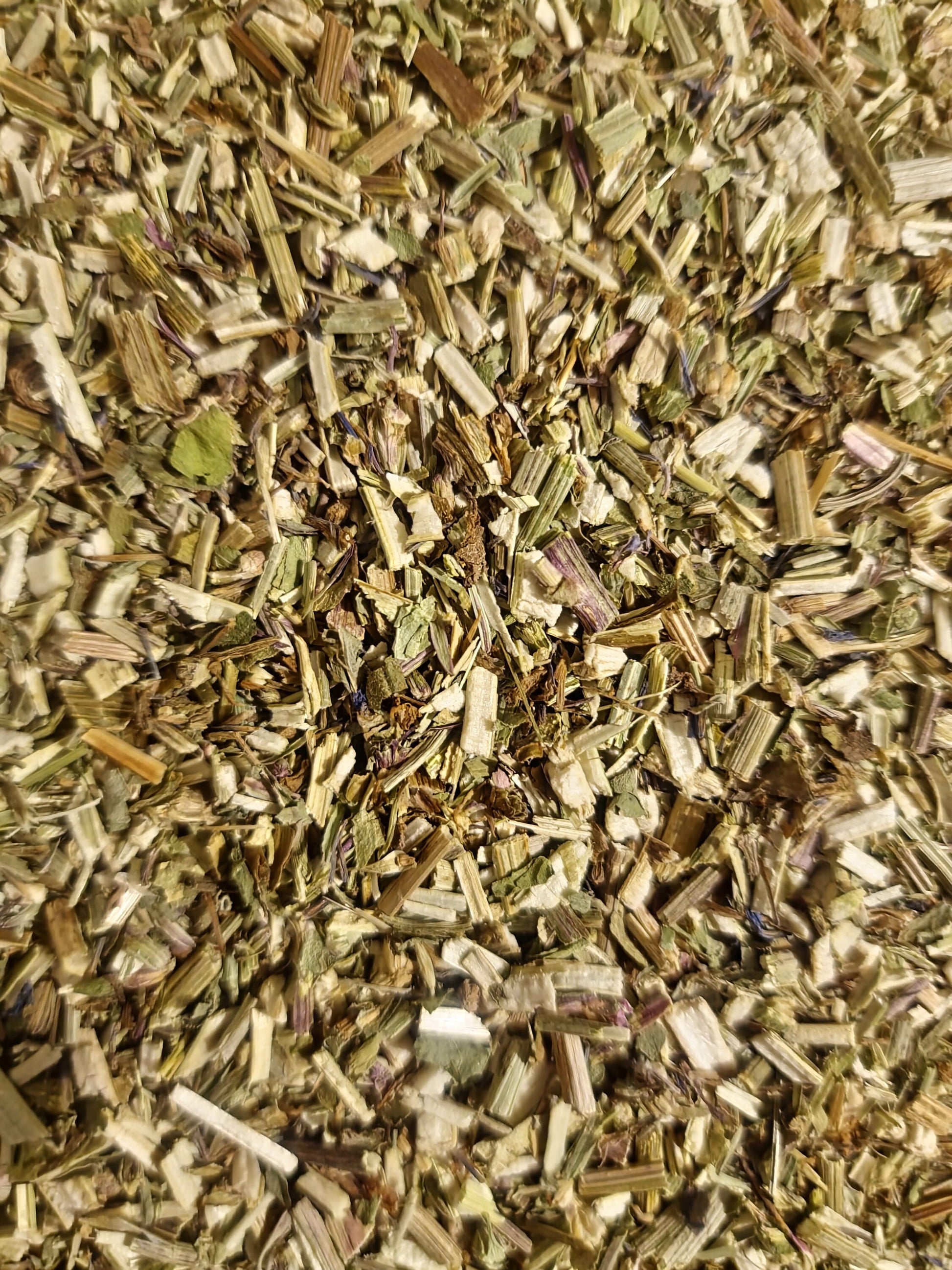 close up of dried and cut pieces Organic Chicory herb from Botanical Remedies