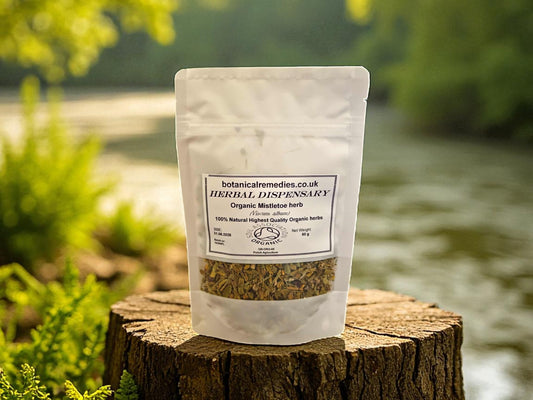 Package of Organic Mistletoe from Botanical Remedies herbal dispensary, an herbal remedy, loose herbal tea