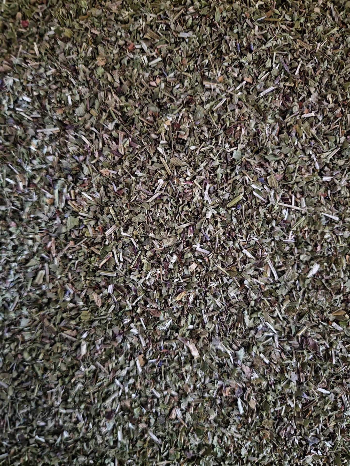 close up  of Organic Skullcap herb dried and cut pieces from Botanical Remedies