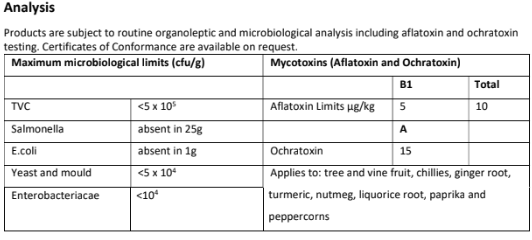 Organic Triphala powder product specification pt2
