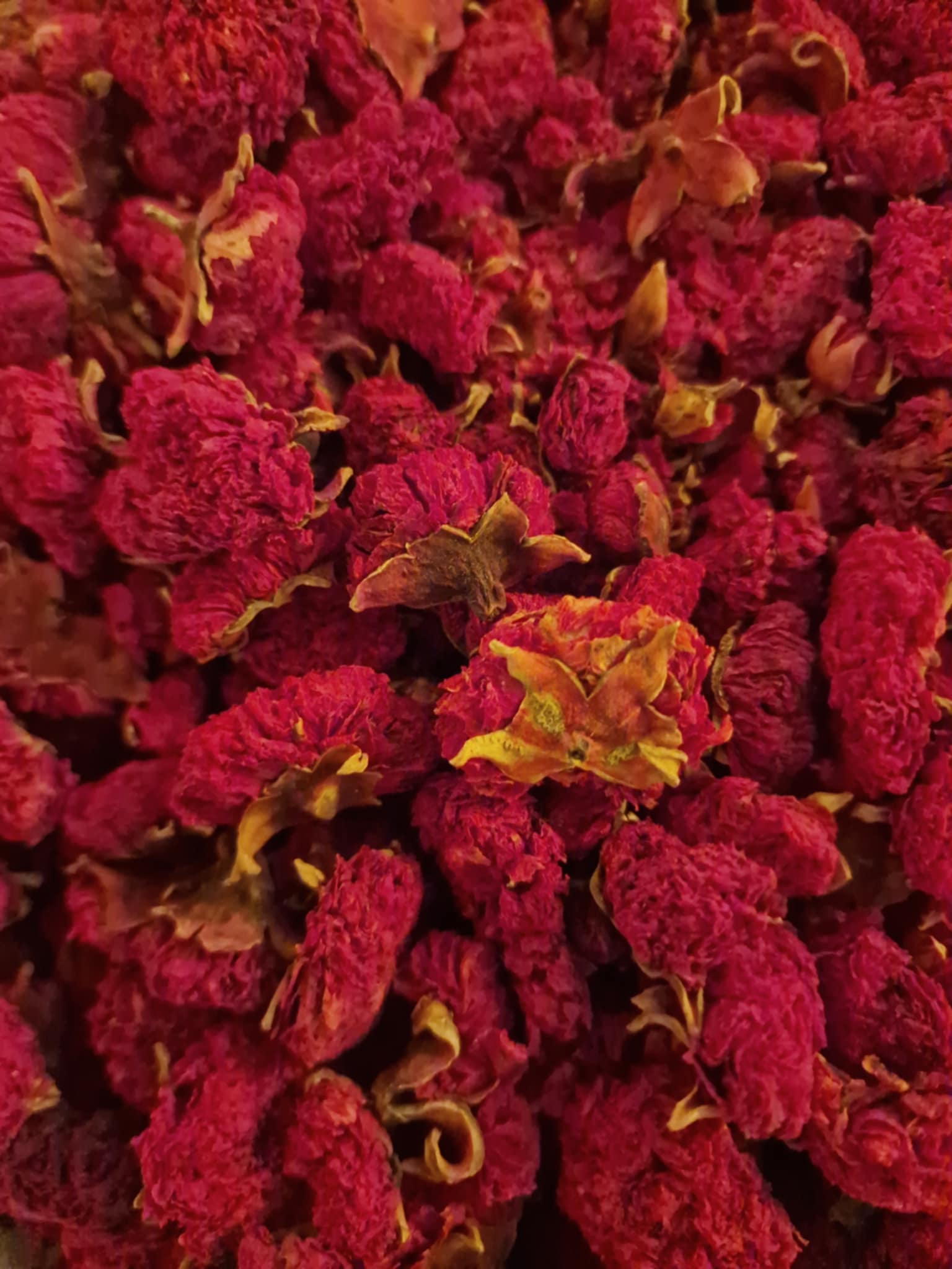 Close-up of Pomegranate dried flowers, loose herbal tea an herbal remedy