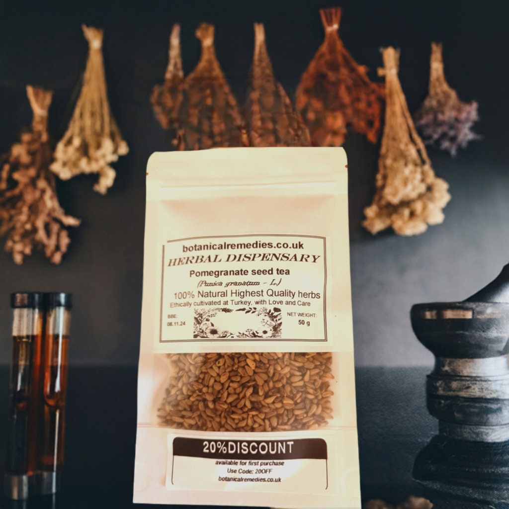 Package from Botanical Remedies with pomegranate seeds, an herbal remedy