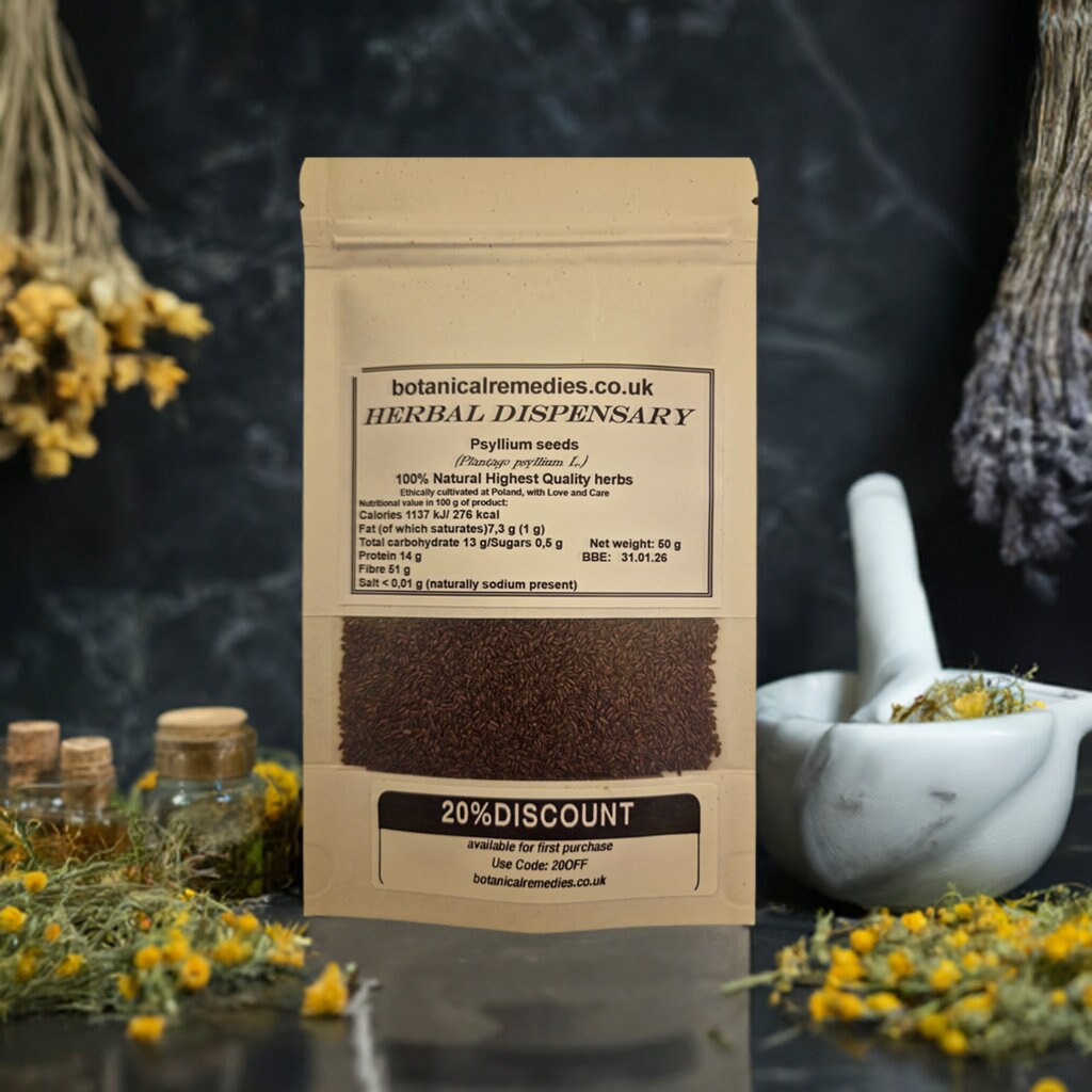 package of Psyllium black seeds, an herbal remedy