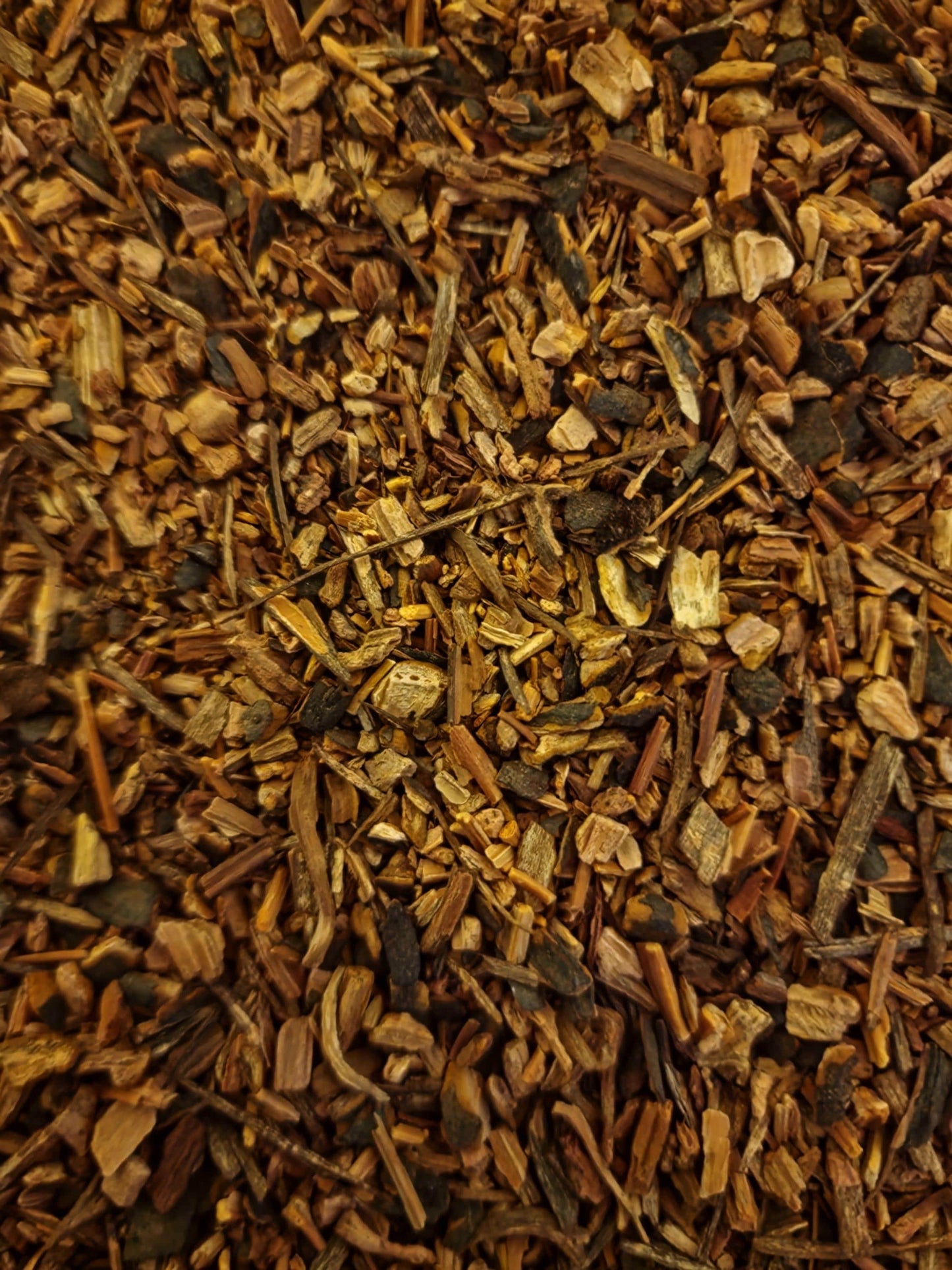 close up of dried and cut Mexican Sarsaparilla root, an herbal remedy, lose herbal tea from Botanical Remedies herbal dispensary