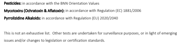 Skullcap organic product specification