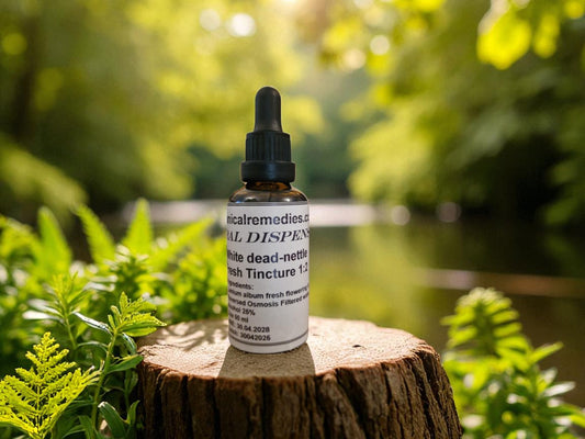 Dropper bottle with White dead-nettle tincture, an herbal remedy