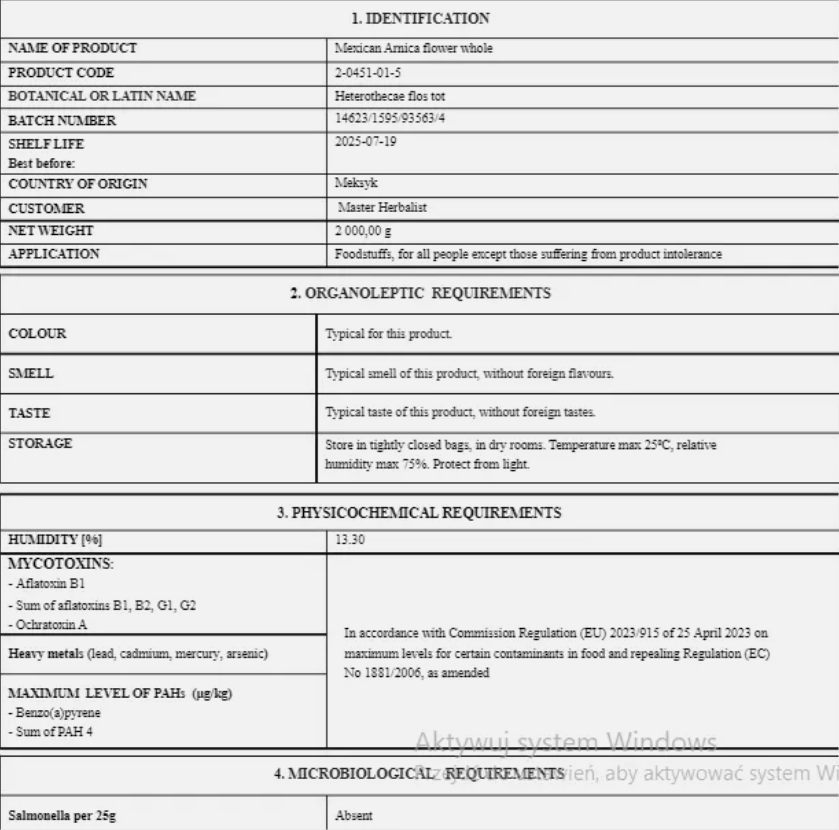 Mexican Arnica tea (Heterotheca inuloides Cass.) Lab-proven Quality and Purity