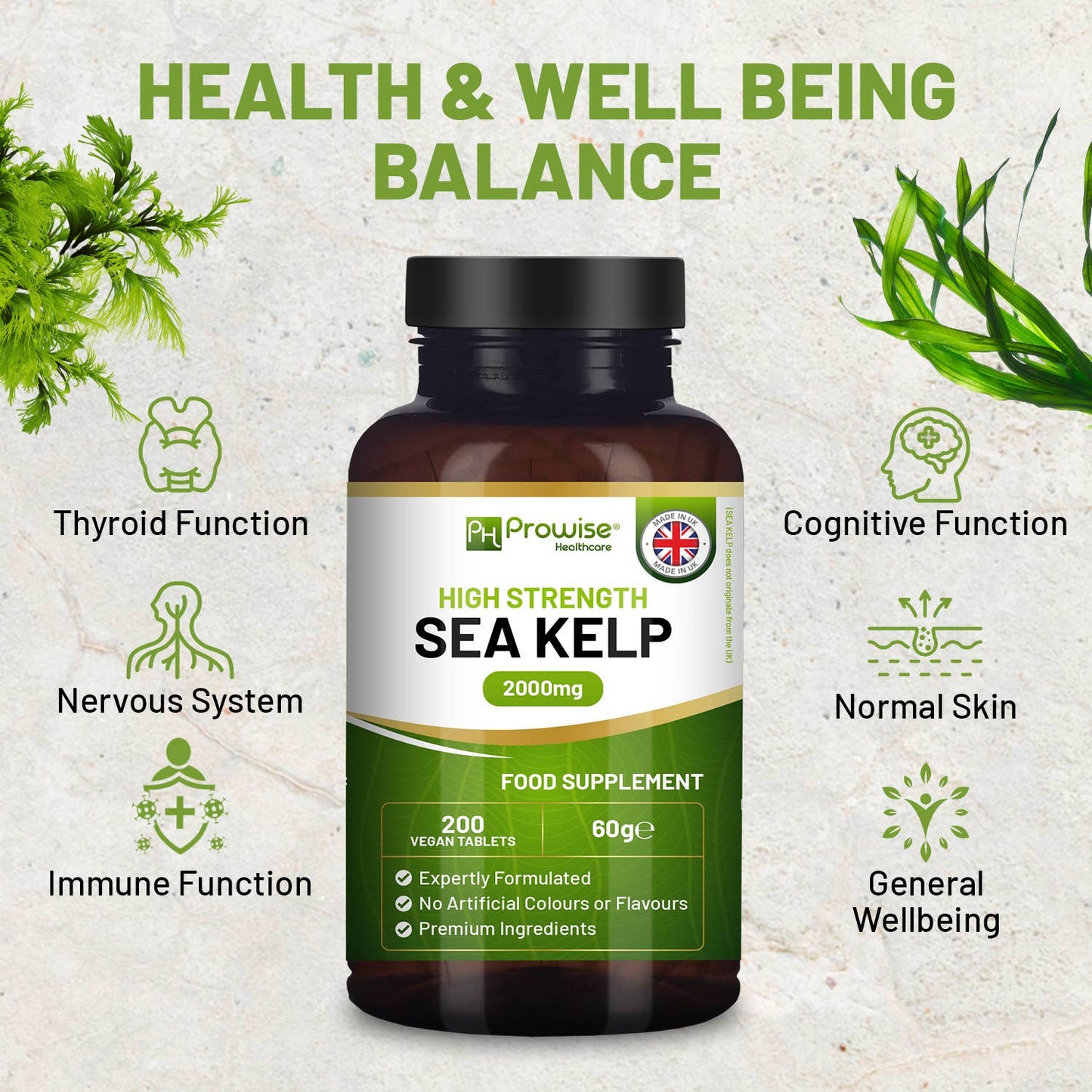 Sea Kelp 2000mg 200 Vegan Tablets | Natural Source of Iodine
