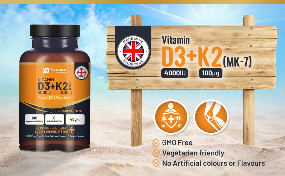 Vitamin D3 4000IU & K2 MK7 100μg Vegetarian Tablets I 180 capsules