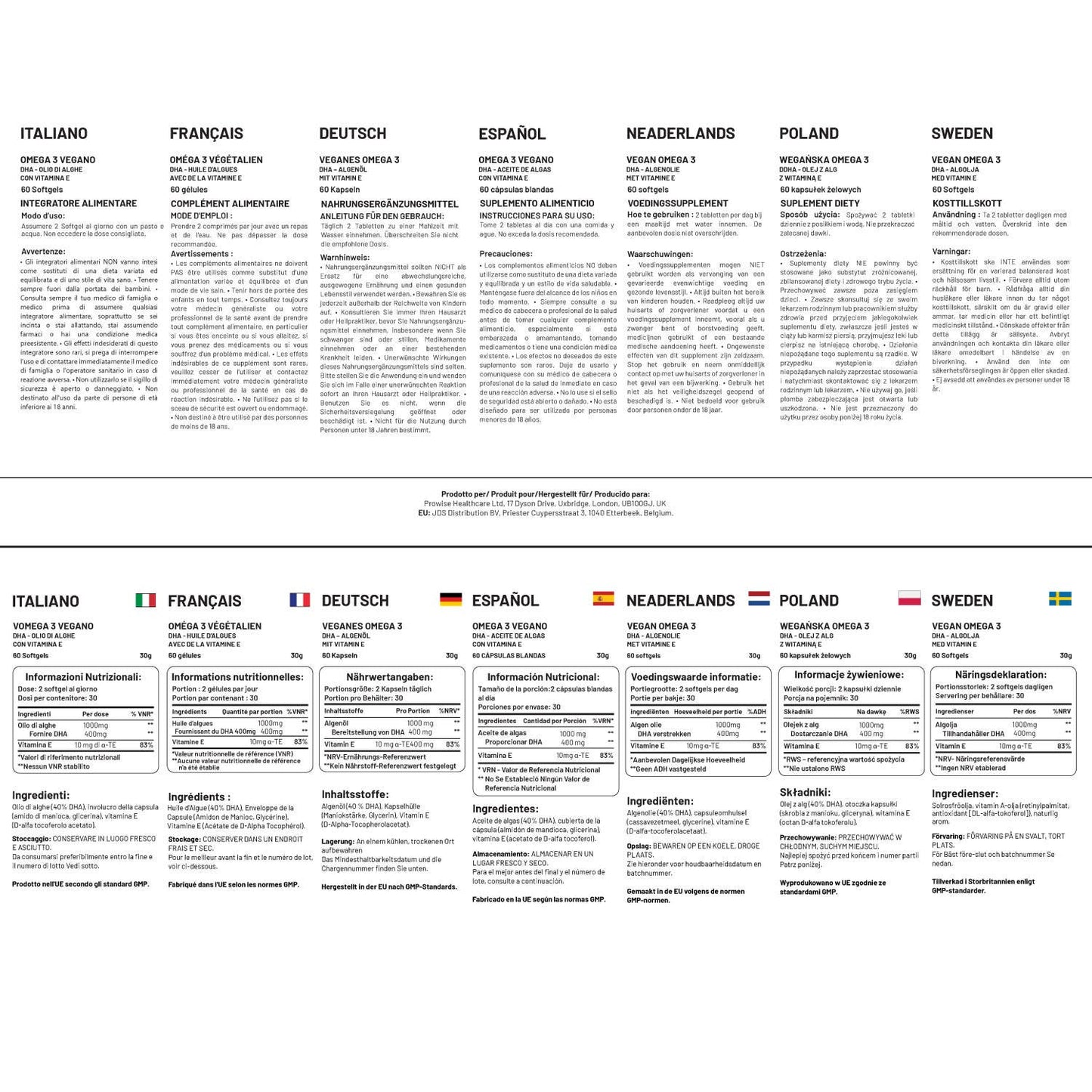 Prowise Vegan Omega-3 DHA from Algae Oil 60 Softgels