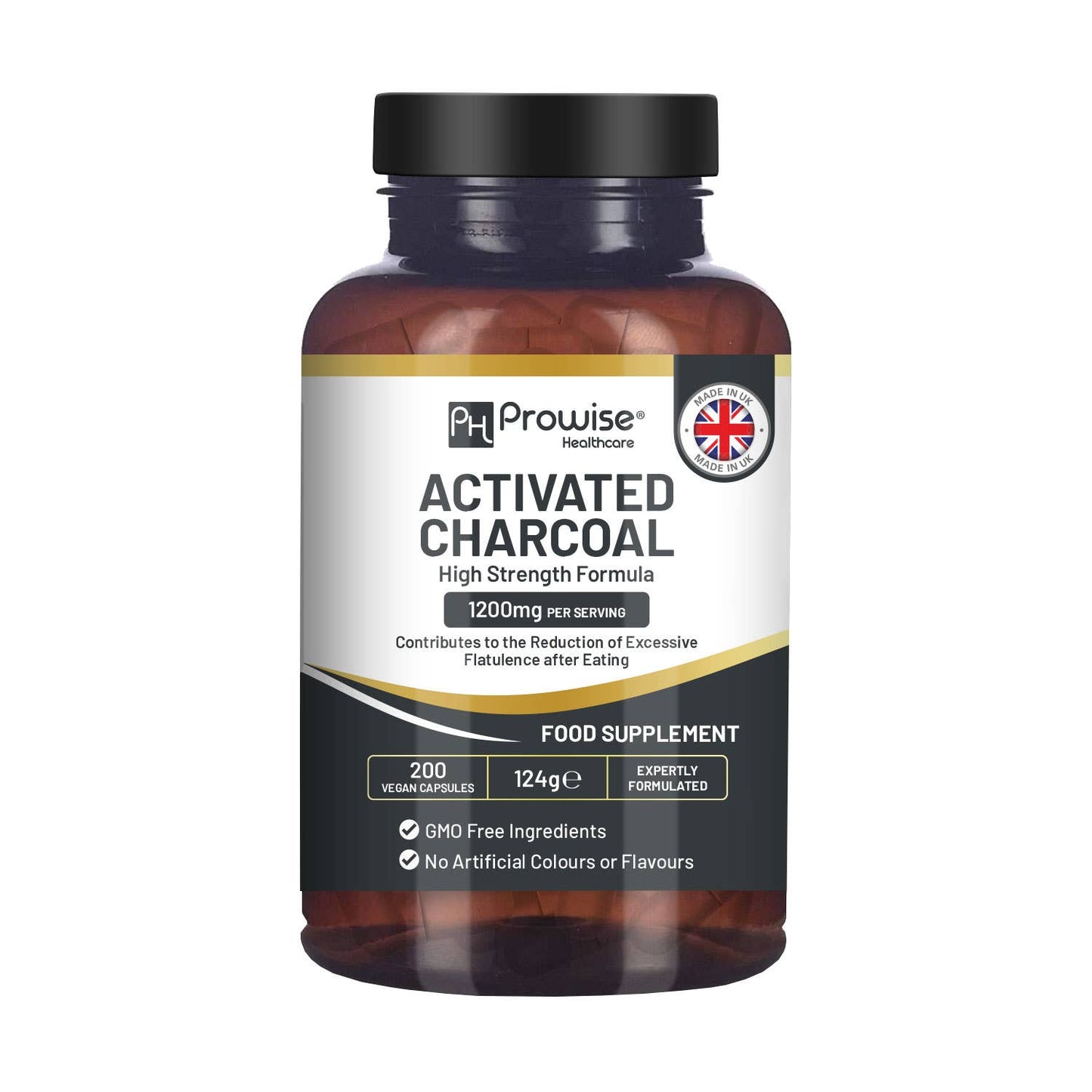 Activated Charcoal Capsules 200 High Strength Vegan Capsules