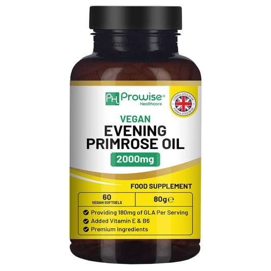 Vegan Evening Primrose Oil 2000mg with Vitamin E & B6 – 60