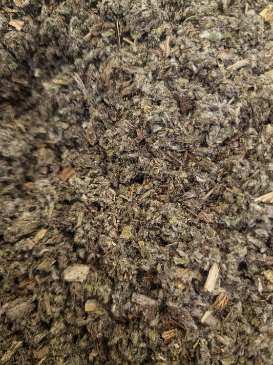 close up of dried and cut Artichoke herb, an loose herbal tea from Botanical Remedies herbal dispensary