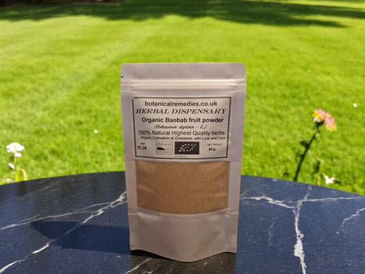 package with Baobab fruit powder organic, an herbal superfood