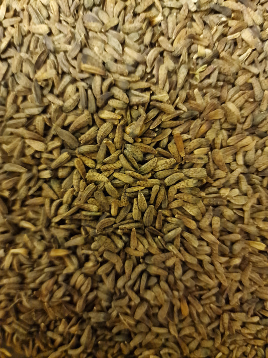 close up of dried Burdock seeds, an herbal remedy, loose herbal tea