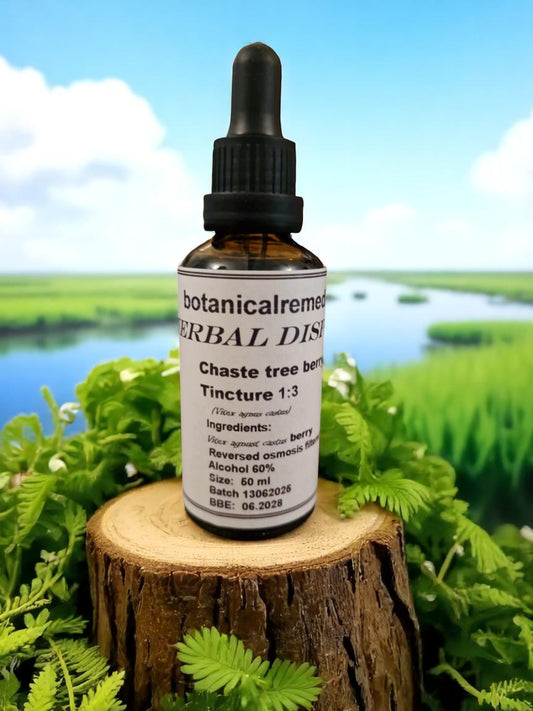 Bottle with Chaste tree berry tincture, and herbal remedy