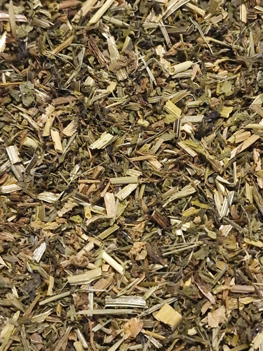 close up of Organic Cleavers herb, dried and cut, an herbal remedy
