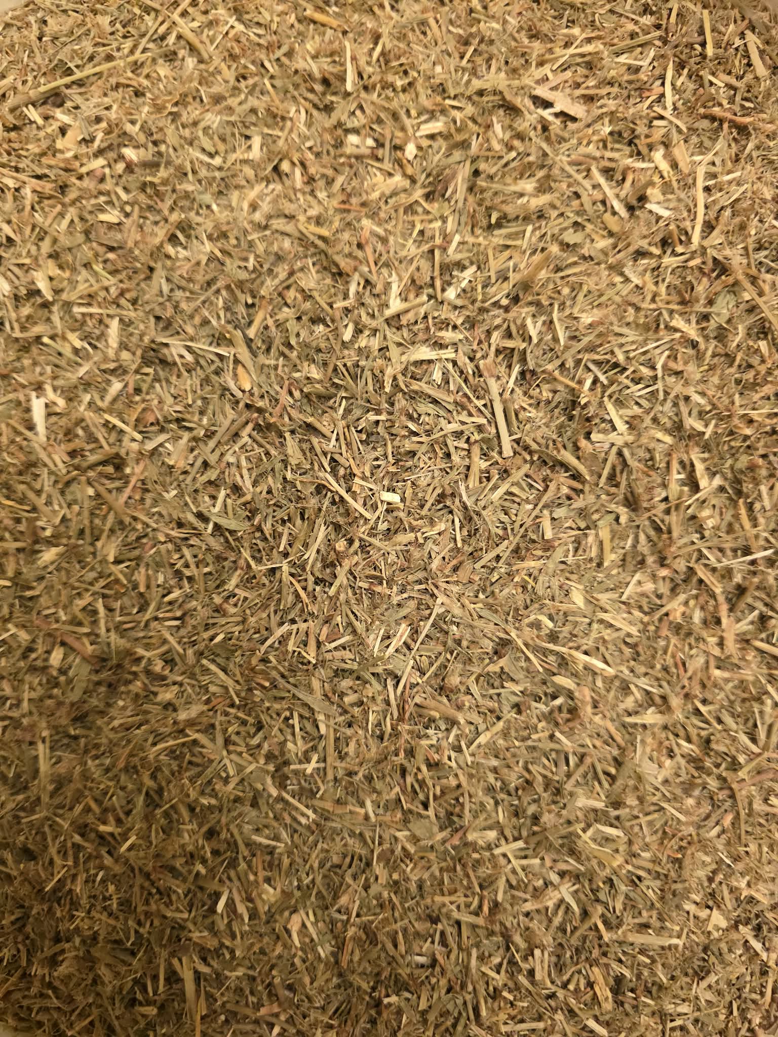 Close-up dried and cut Couch grass root, an herbal loose tea supporting urinary wellbeing