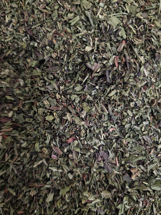 close up of English plantain leaf, an herbal remedy from Botanical remedies herbal dispensary, loose herbal tea