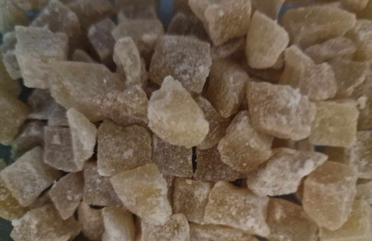 close up of Ginger candies, an herbal remedy from Botanical remedies herbal dispensary