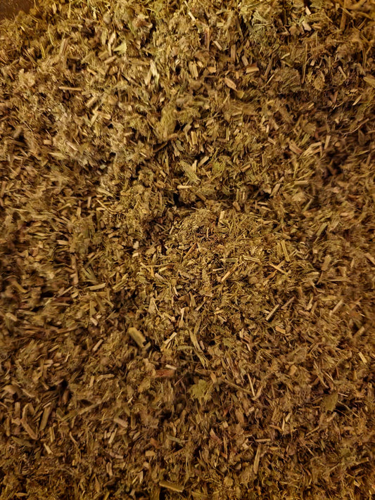 Close up of dried and cut Greek Mountain tea herb