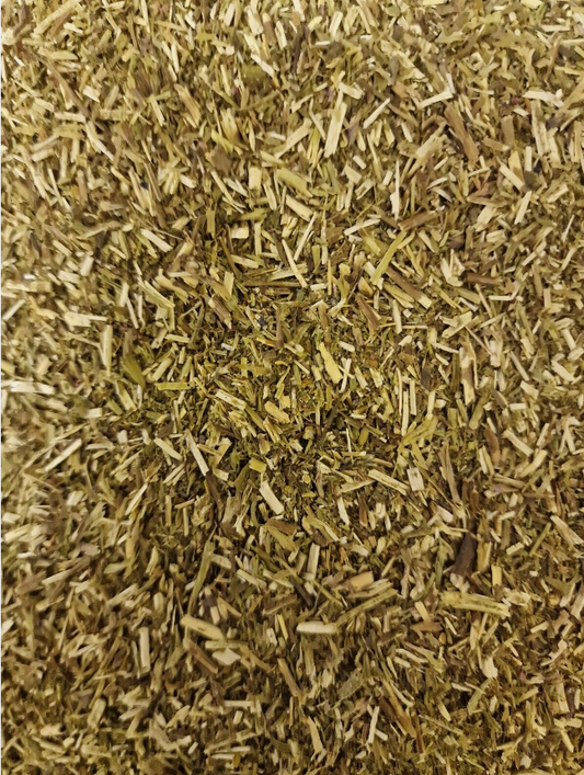 close up of dried and cut Hyssop herb, loose herbal tea, an herbal remedy from Botanical remedies herbal dispensary