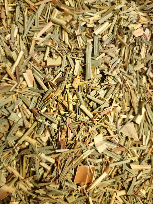 close up of dried and cut Lemongrass, an herbal tea from Botanical Remedies herbal dispensary