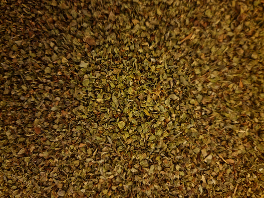 Marjoram leaf, dried and cut, loose herbal tea, an herbal remedy