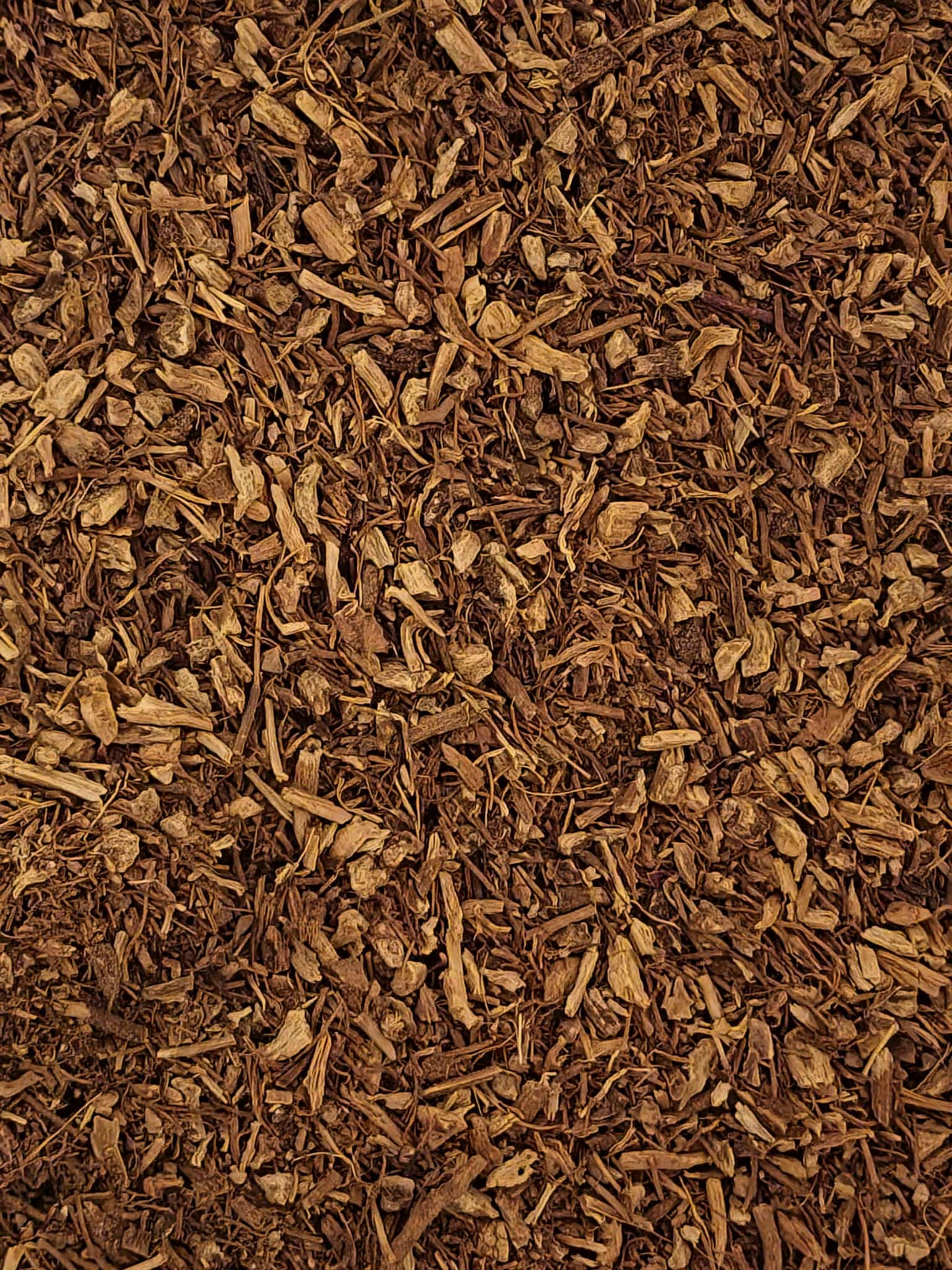 Close-up of dried and cut, Echinacea pupurea root, an herbal remedy from Botanical Remedies herbal dispensary, loose herbal tea
