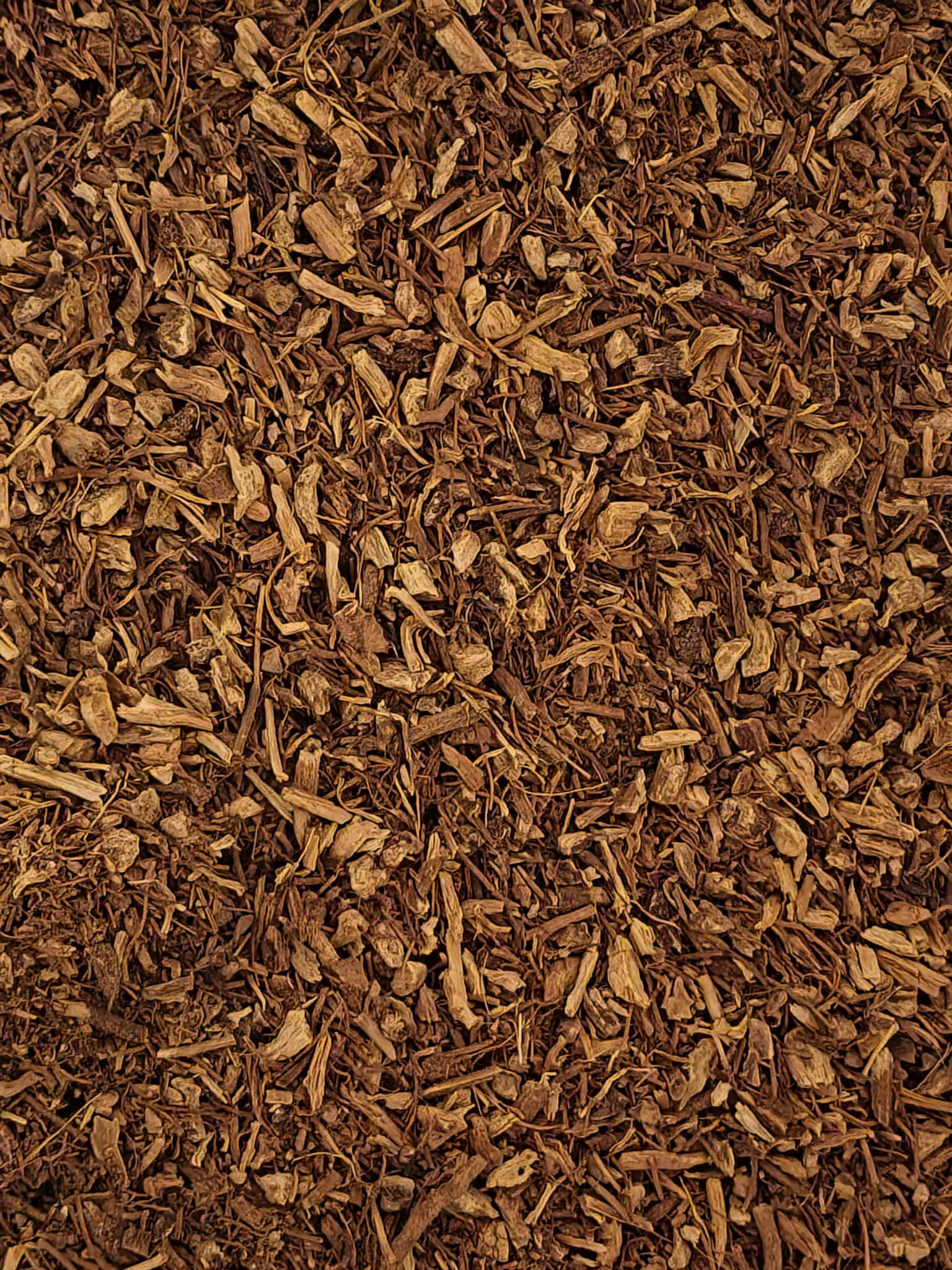 Close-up of dried and cut, Echinacea pupurea root, an herbal remedy from Botanical Remedies herbal dispensary, loose herbal tea