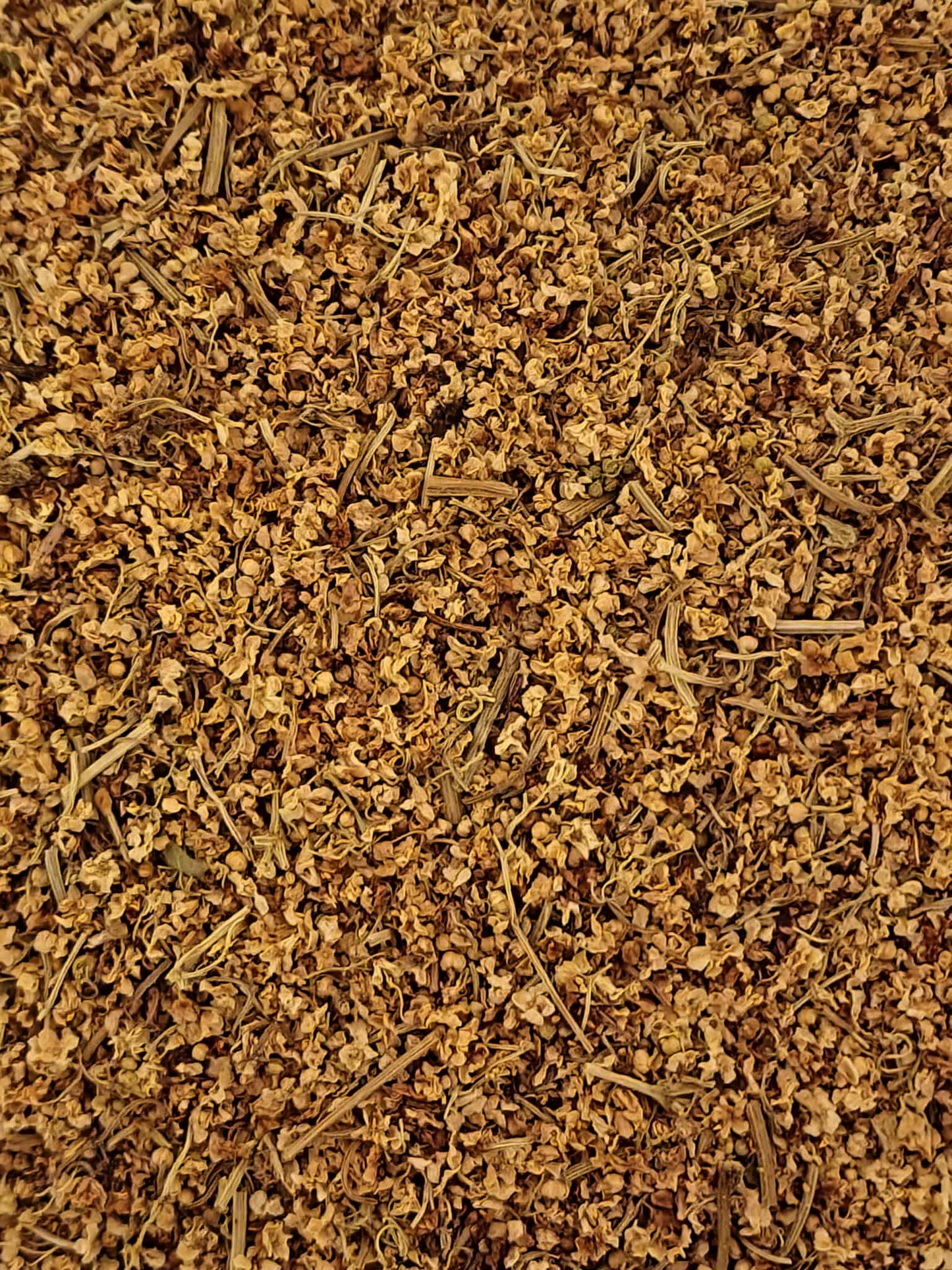 Close-up of dried Organic Elderflowers from Botanical Remedies Herbal Dispensary, an herbal remedy, loose herbal tea