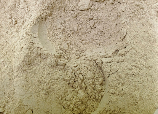 Close up of Organic Marshmallow bulk powder, as soothing aid for herbalists, ideal for skin, digestive and lungs wellbeing supporting herbal preparations. An NON-GMO herbal remedy from Botanical Remedies herbal dispensary