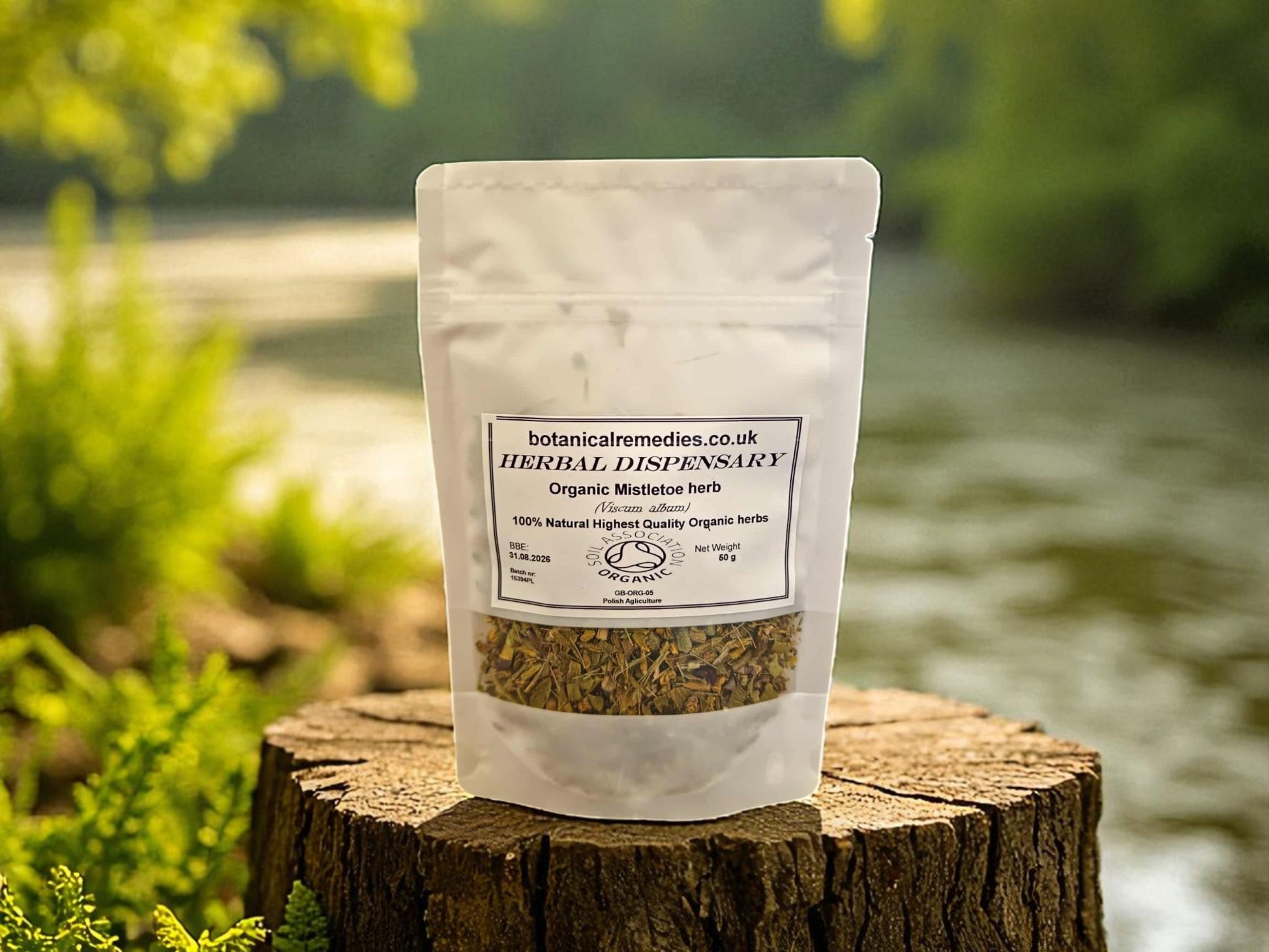 Package of Organic Mistletoe from Botanical Remedies herbal dispensary, an herbal remedy, loose herbal tea