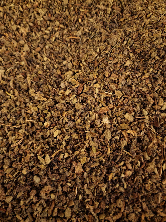 Close-up of Organic Mullein herb, an herbal remedy from Botanical Remedies herbal dispensary, loose herbal tea